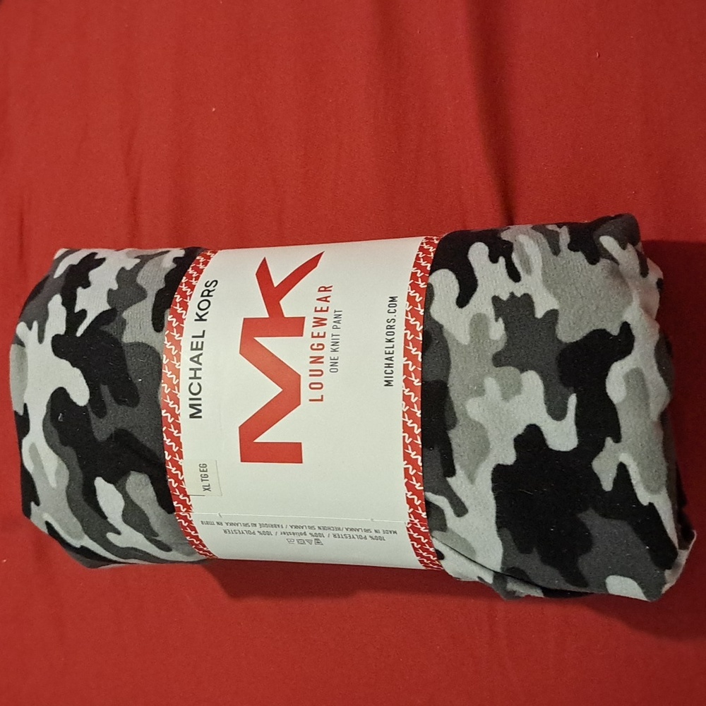 Michael Kors Men's Black Camouflage Pajama Lounge Pants, Size XL
